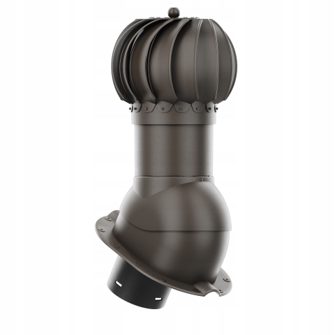 Rotačný krb Rotoline pre plechové krytiny M fi 150 mm, guľovitý, tmavo hnedý