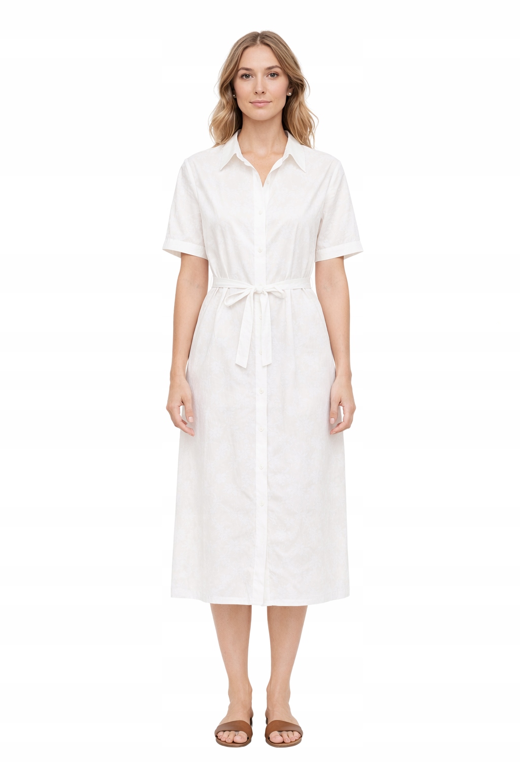 Bílé Šaty S Límečkem A Volánem S/m I4A