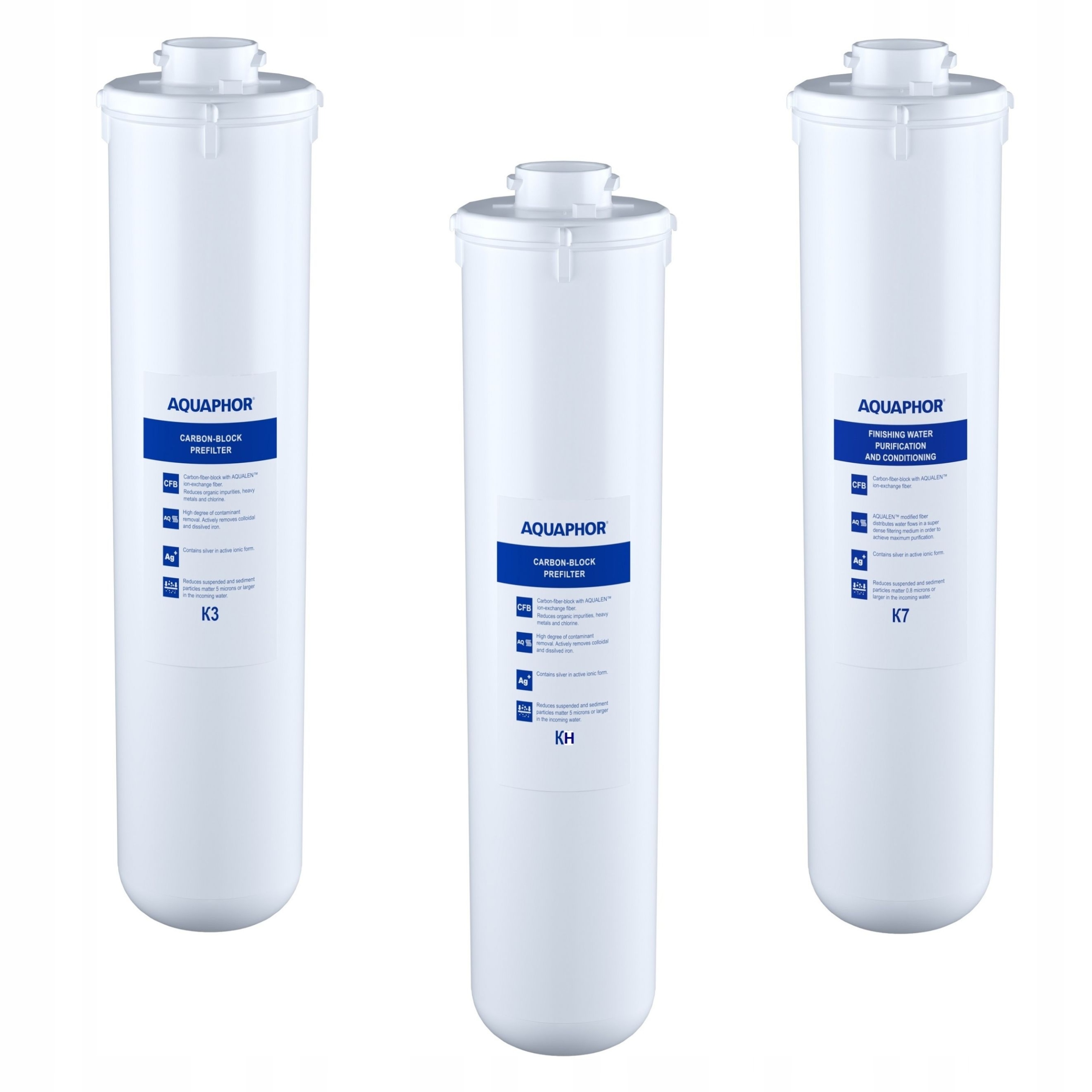 Komplet wkładów filtrujących K3 Kh K7 do Aquaphor Kryształ H zmiękczający