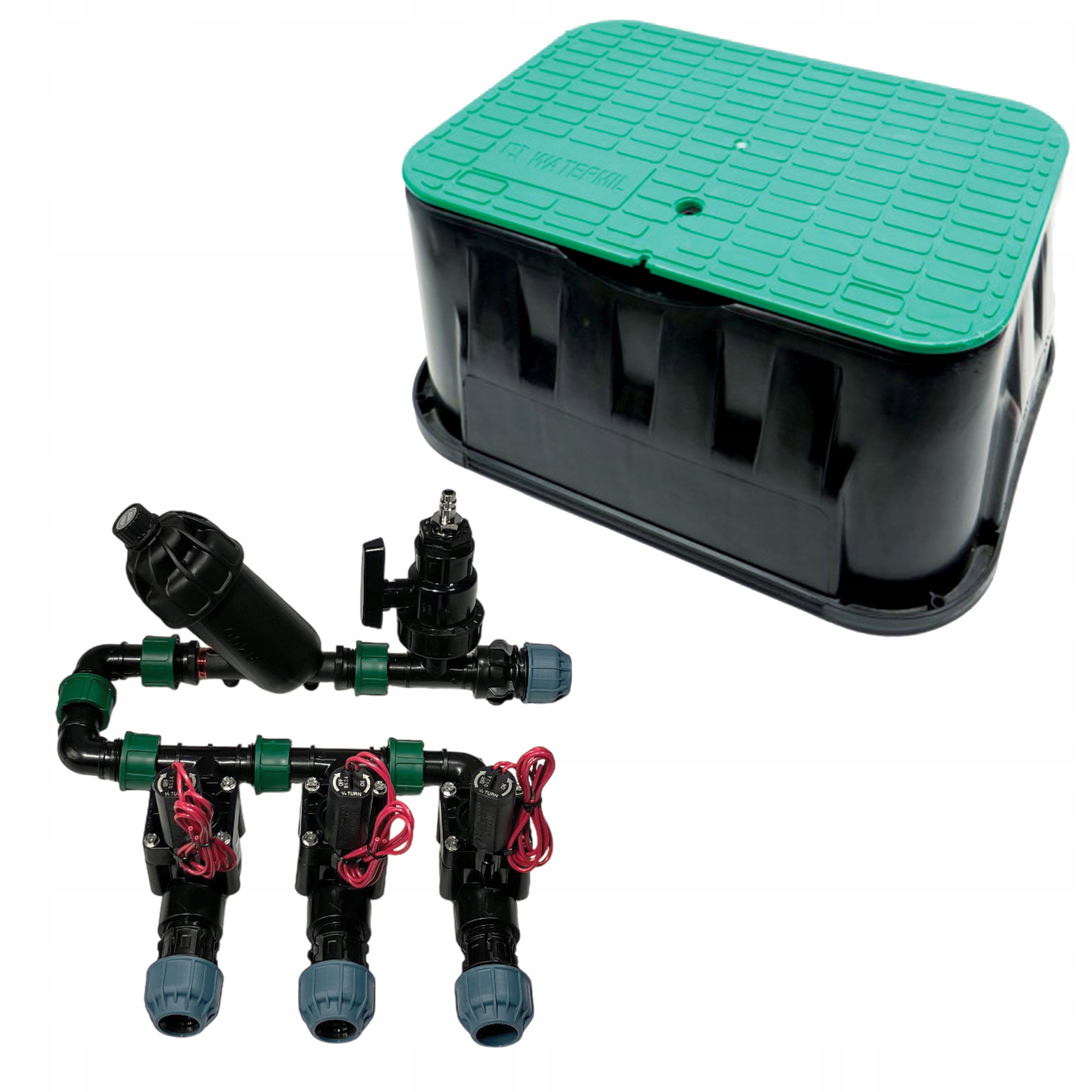 Kolektor 3 sekcje Hunter Pgv rura 25mm Filtr Odpowietrznik Studzienka