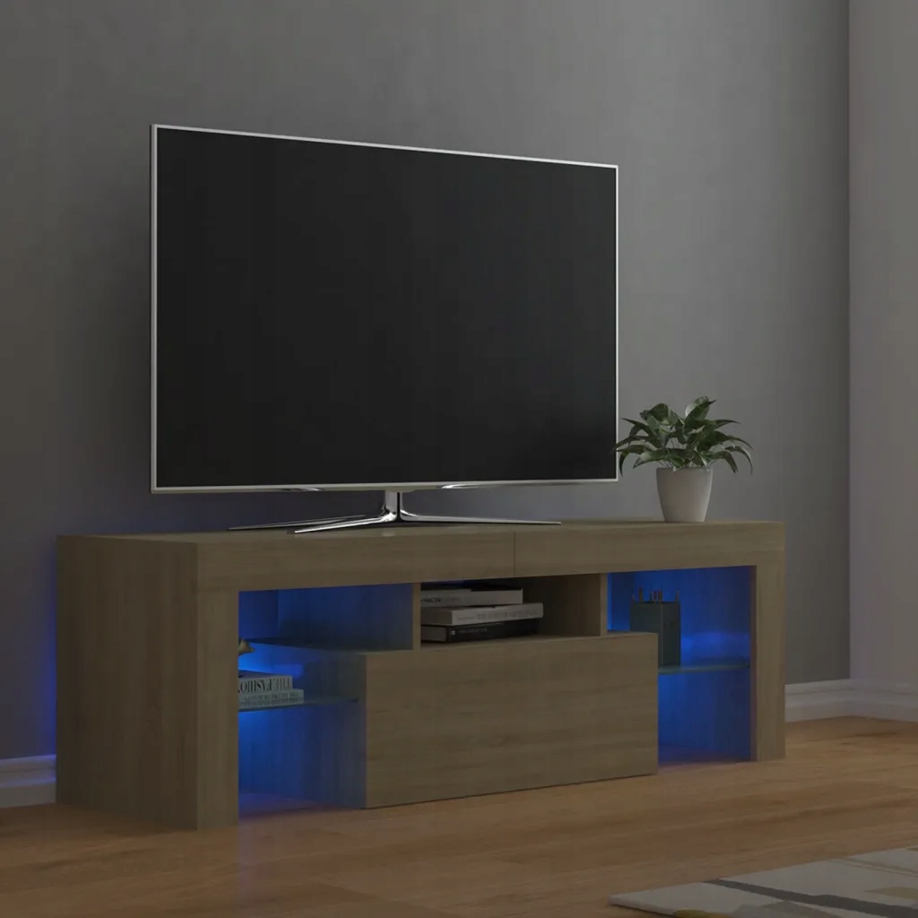 Petrashop Tv skříňka s Led osvětlením dub sonoma 120 x 35 x 40 cm Hnědá 80
