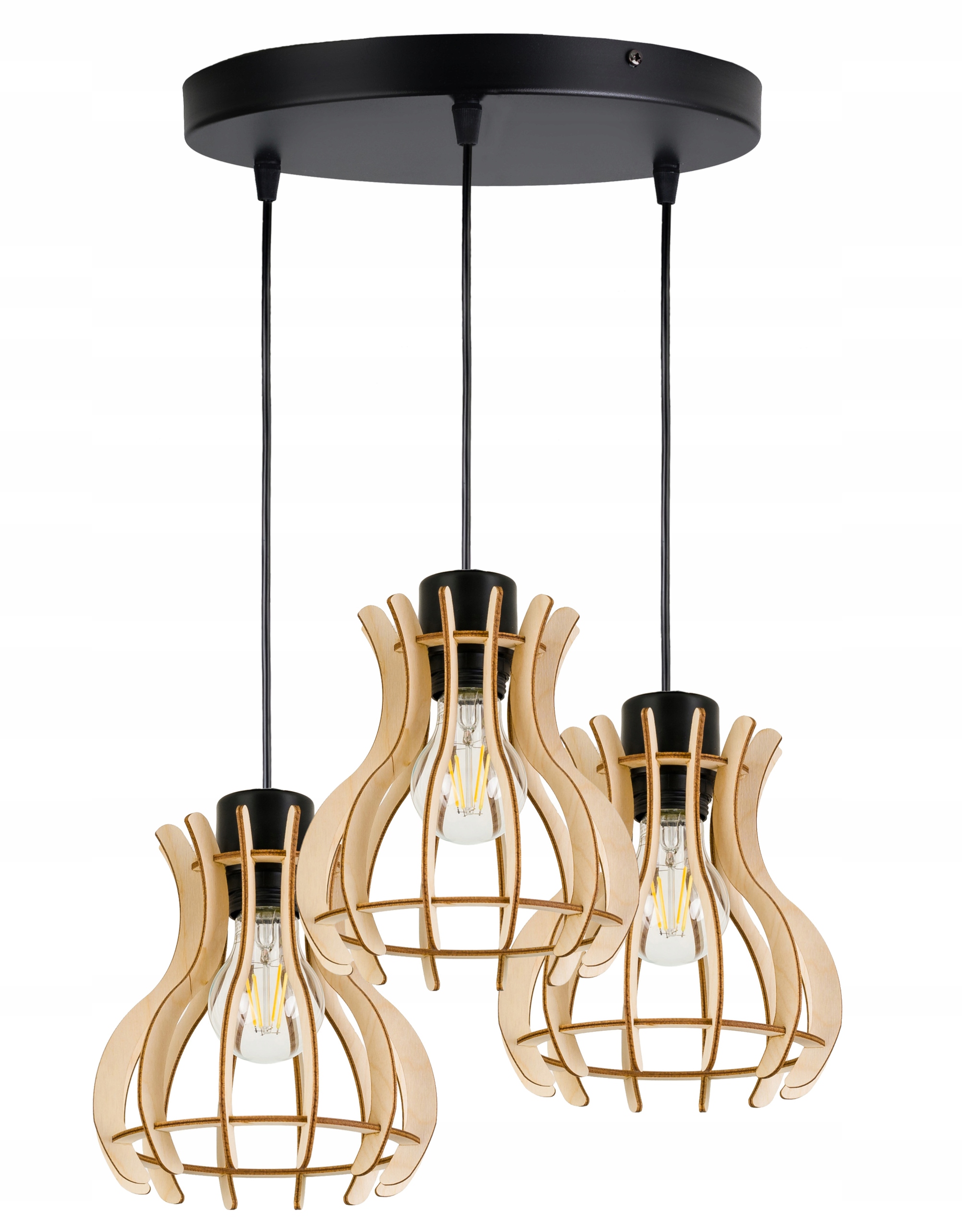 závěsné stropní svítidlo s závěsem Loft Dřevo 3x E27