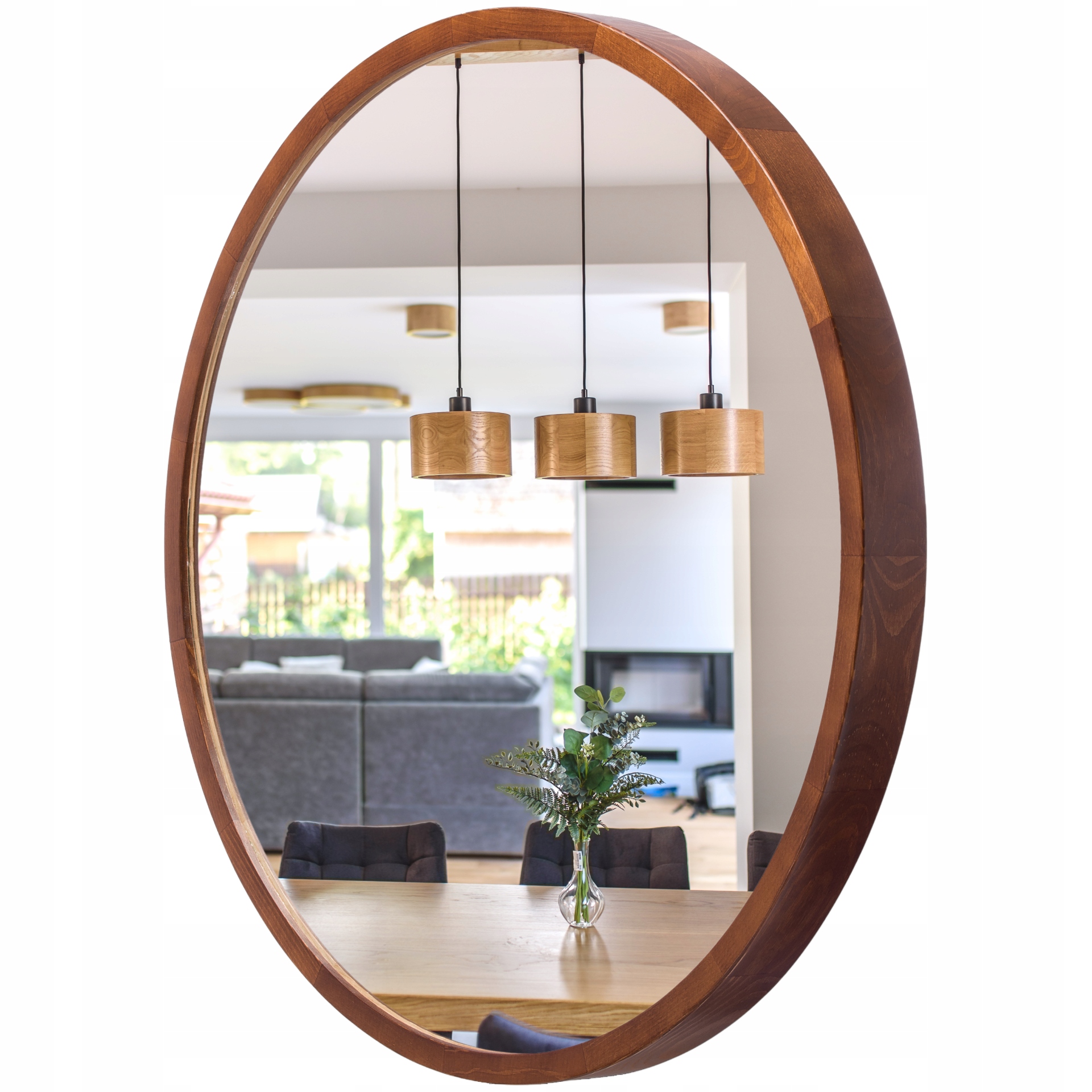 Kúpeľňové zrkadlo Leja okrúhle fi575 Orech v drevenom ráme, Stylové