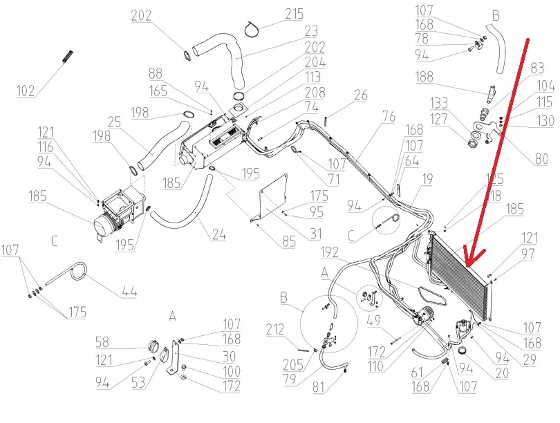 102371962 Kondensator chłodnica klimatyzacji Producent części Rostselmash