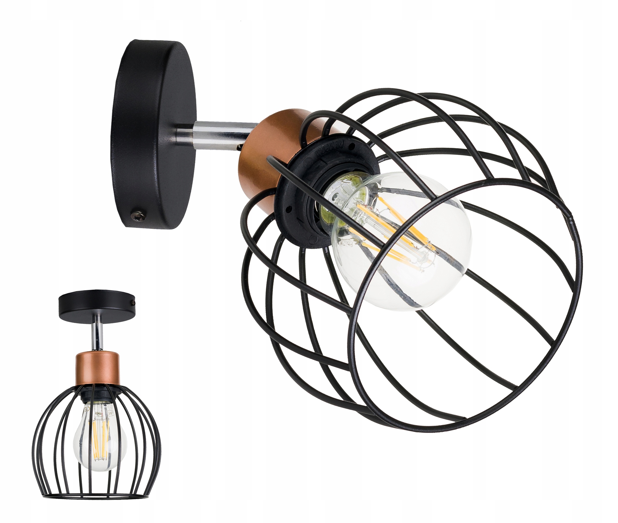 

Lampa Kinkiet Ścienny regulowany loft Kula drut 1