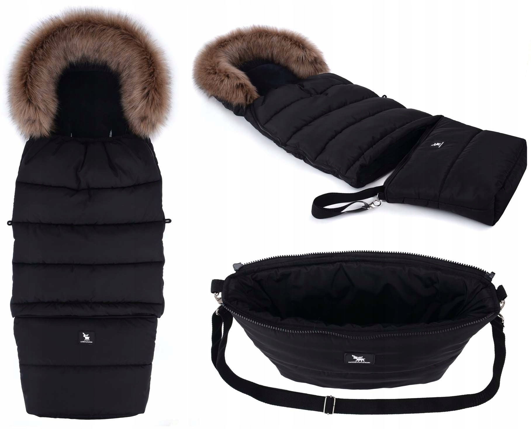 COTTONMOOSE COMBI YUKON 3W1 CIEPŁY ŚPIWOREK DO WÓZKA Z FUTERKIEM BLACK Kod producenta Cottonmoose