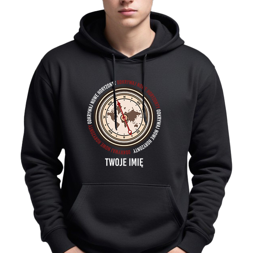 Mikina Černá Kapuce Pánská jako Dárek Objevujte Nové Obzory Jméno Vzory S