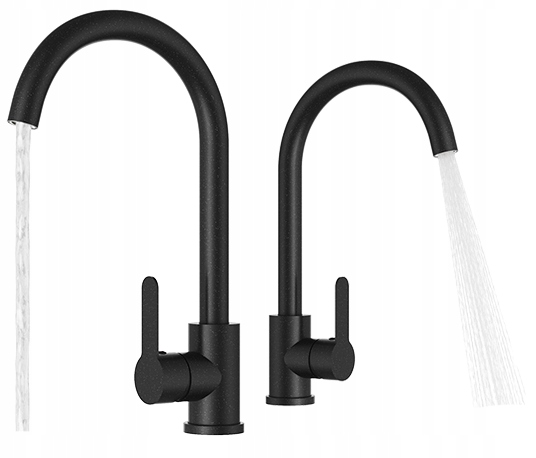Kuchynská Batéria S Zaobleným Výtokom Prestige Plus Čierny Škvrnitý Kohútik