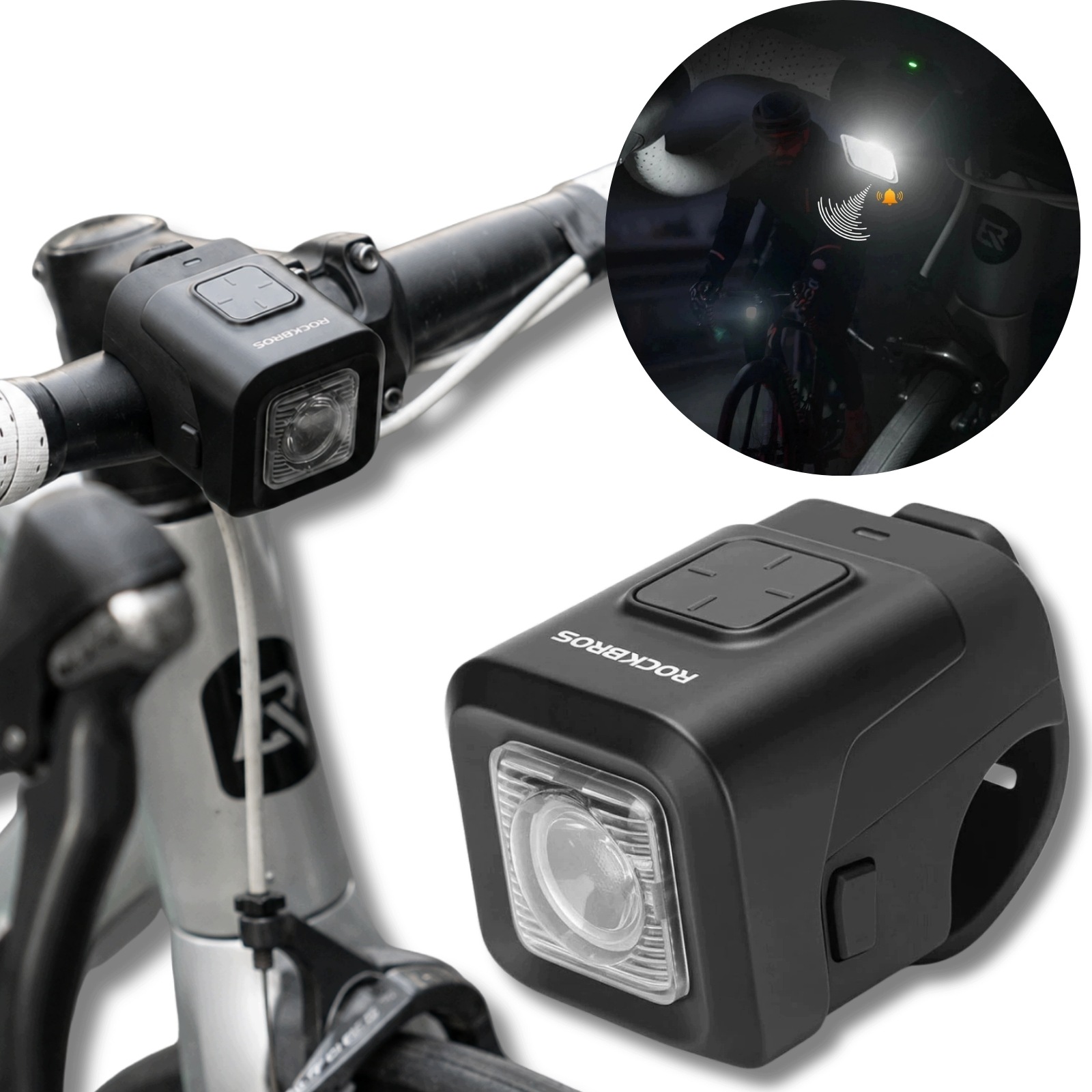Přední Světlo Na Kolo 450LM S Cyklistickým Zvonkem 120DB Usb-c Rockbros