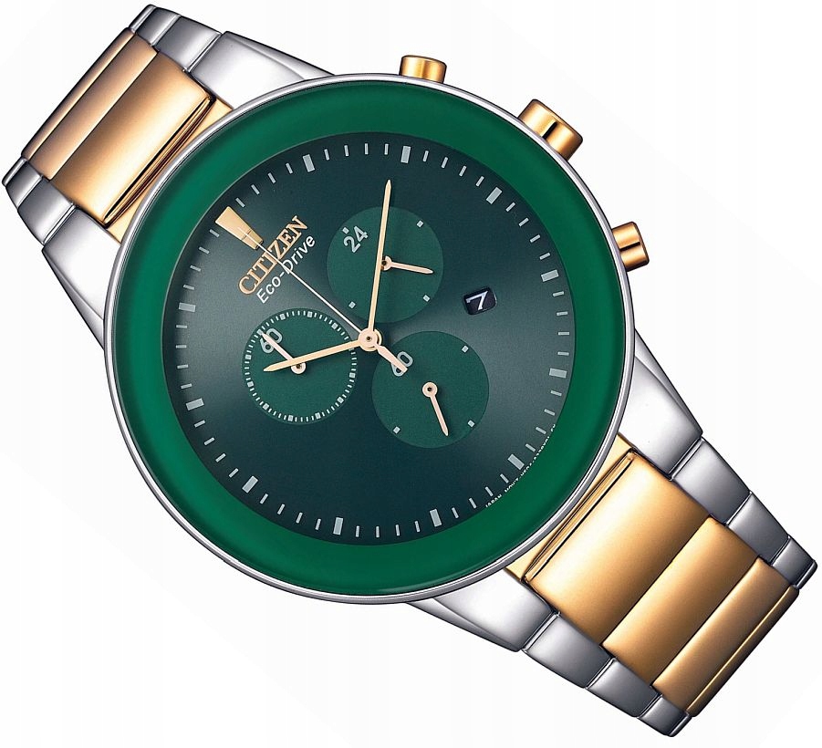 Pánské Hodinky Citizen AT2244-84X Solární Chrono S Datem Zelený Ciferník Ø43 mm