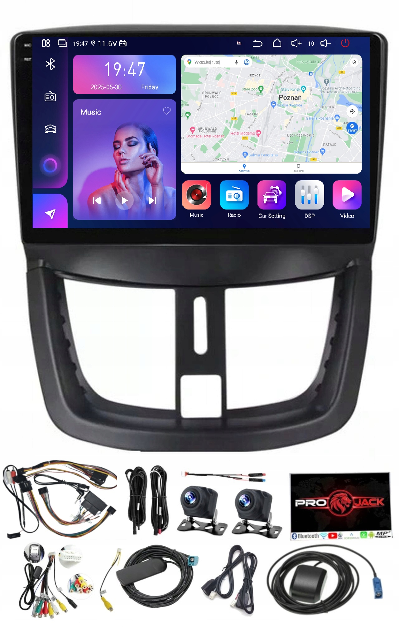 Rádio Navigácia Peugeot 207 2006-12 Wifi Carplay Android 8/256GB Sim