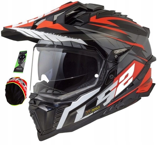 Motocyklová prilba LS2 Enduro LS2 Explorer Spire Black Titanium Red MX701
