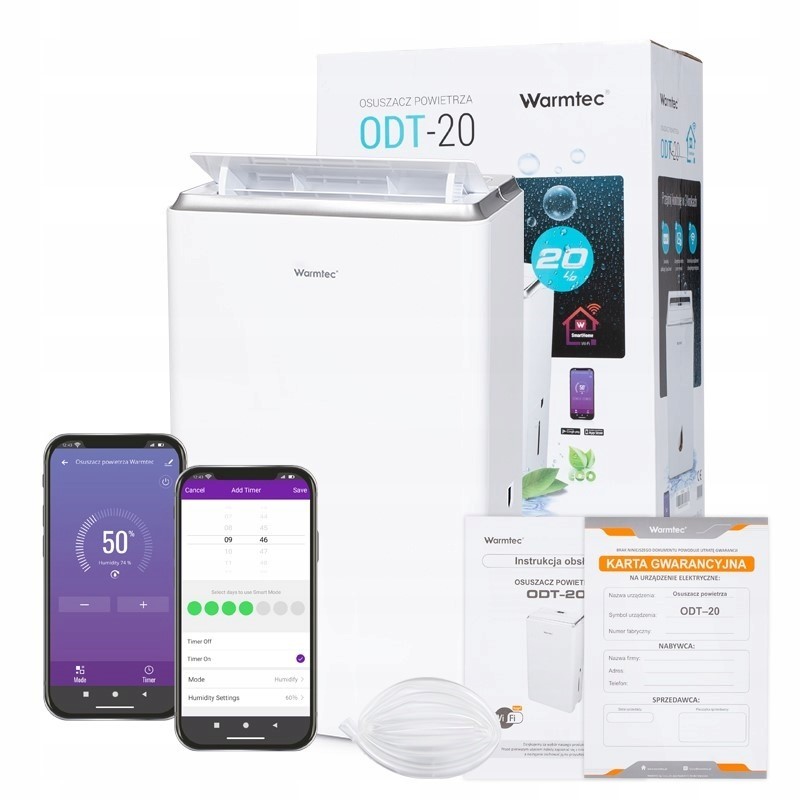 Osuszacz powietrza pochłaniacz wilgoci WiFi timer Wydajny 20l/24h ODT-20