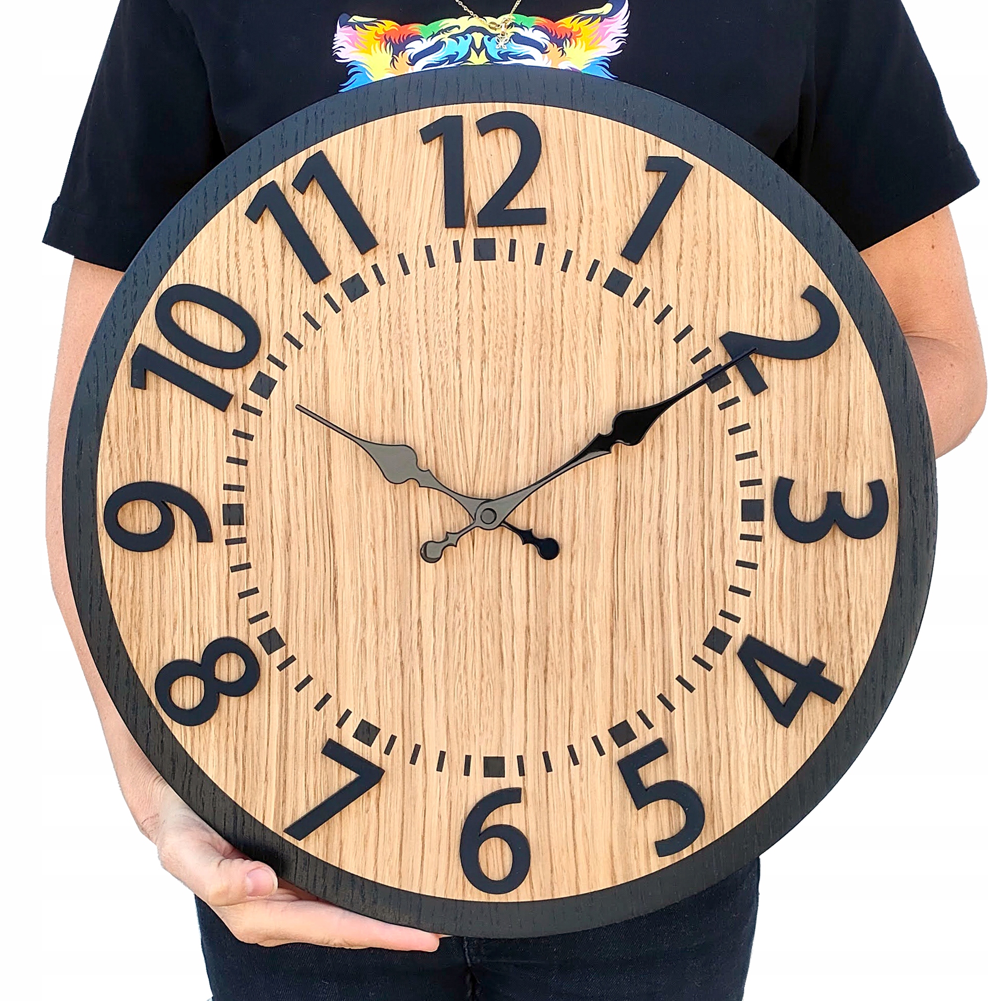 Dřevěný dubový nástěnný hodinový stroj Berlin 40 cm tichý do obývacího pokoje jako dárek
