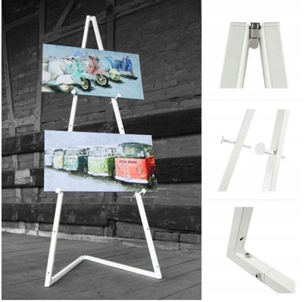 Funkční výstavní stojan výstavní kovový bílý, skládací