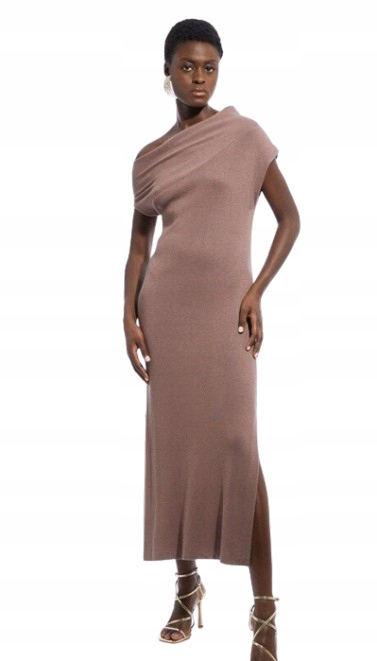 Karen Millen Tall Hnědá Šaty S Dlouhými Rukávy A Kašmírem S B1F