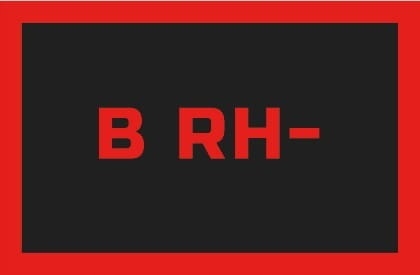 ODZNAKA NA RZEP REBELHORN GRUPA KRWI B RH- BLACK/RED 50X80MM