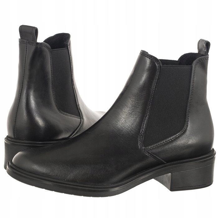 Kožené boty Dámské lodičky Kotníkové Boty Ryłko na podpatku Černé 3YY94