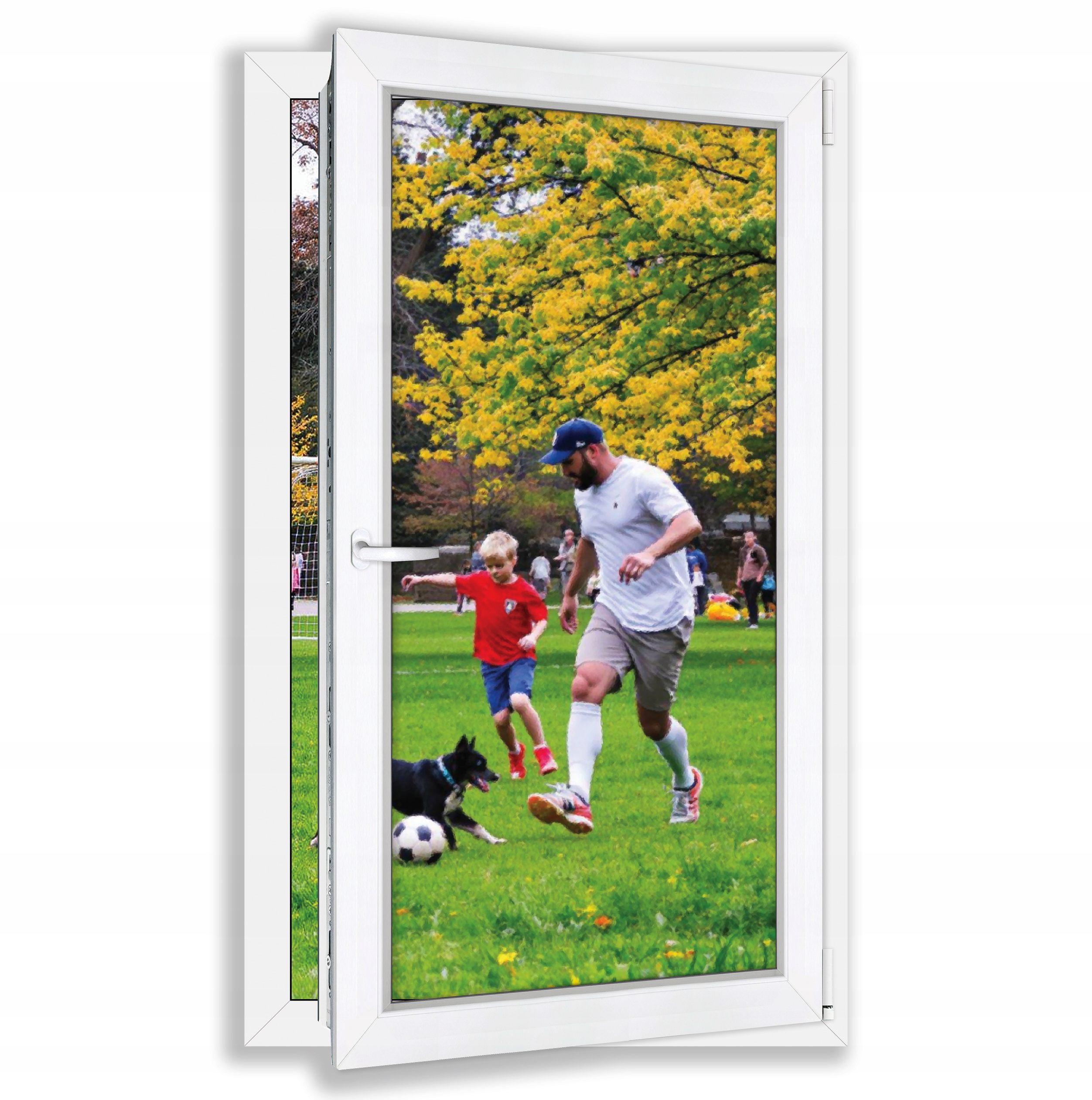 Okno LORAC Białe 3-szyby PCV 85x140 cm PRAWE 850x1400 profil 70mm PVC RU