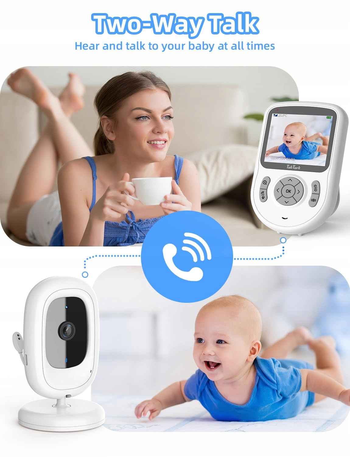 TAKTARK Elektroniczna Niania Kamera 28 Video 720p IPS Bez WiFi 750mAh — miniatura 3