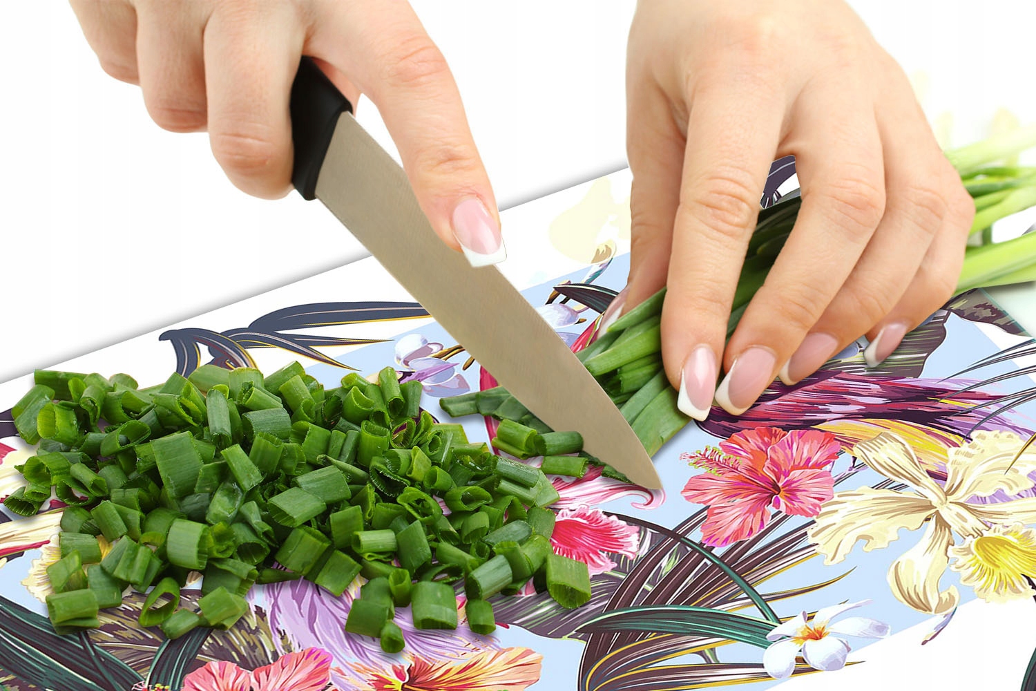 7w1 SZKLANA DESKA PANEL OCHRONNY 65x60 KWIATY SZKŁO HARTOWANE Kształt prostokątny