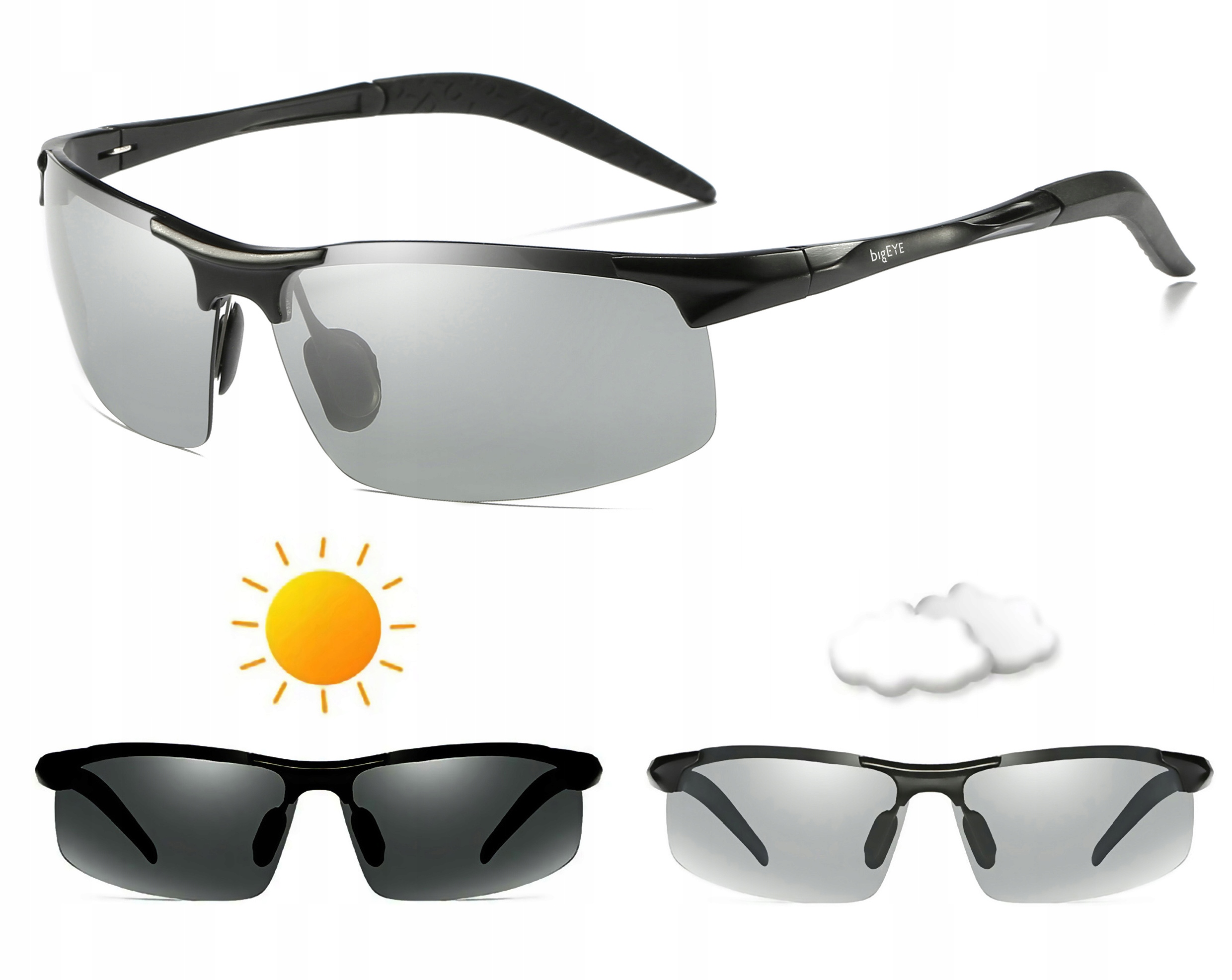 bigEYE Brýle Pro Řidiče Fotochromatické Polarizační Sada Pouzdro Hadřík