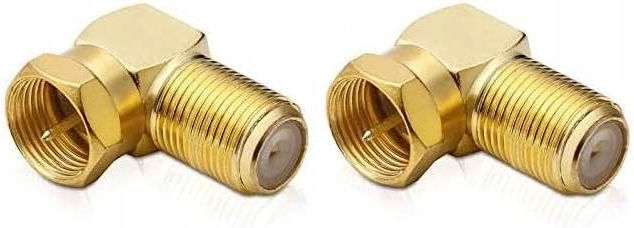 ADAPTER KĄTOWY ZŁĄCZKA F DO GNIAZDO F POZŁACANY 90 STOPNI ZESTAW 2 SZT