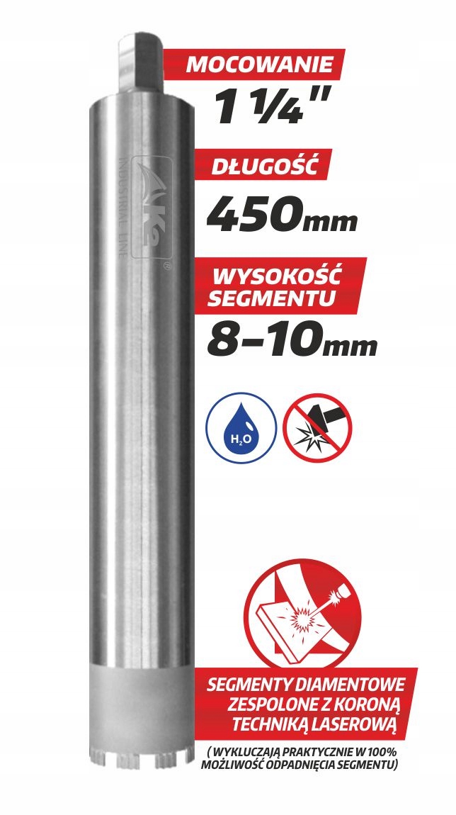 K2 KORONA DIAMENTOWA DO WIERTNICY 202/450mm 1 1/4 Marka K2