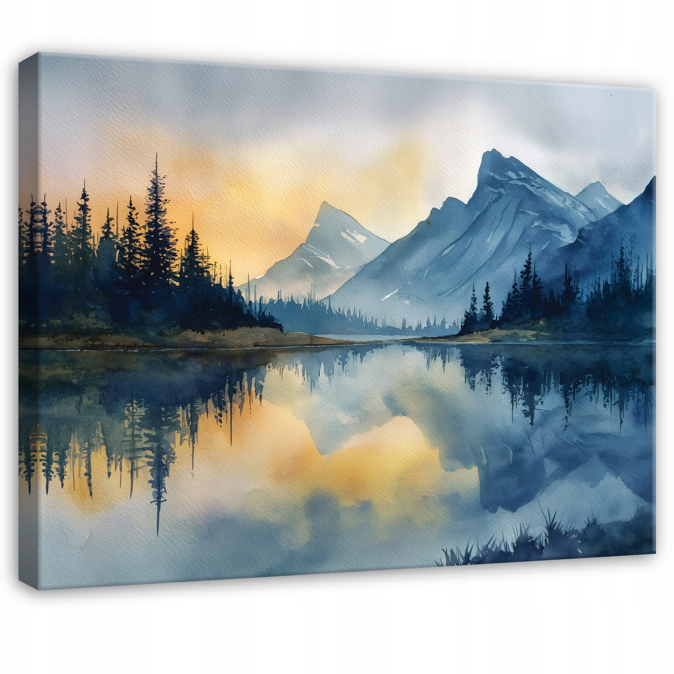 Modrý Obraz Hory Les Jezero Do Předsíně Kanceláře Moderní 120x80