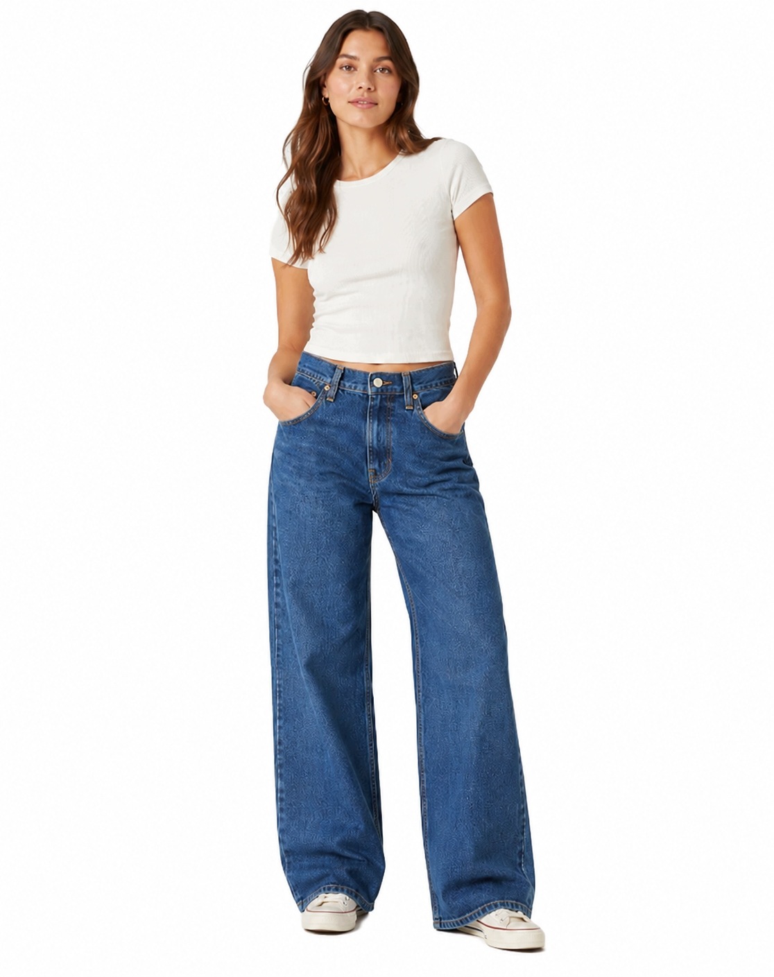 Dámské džínové kalhoty Levi's Bavlněné Světle modré Baggy 28/30