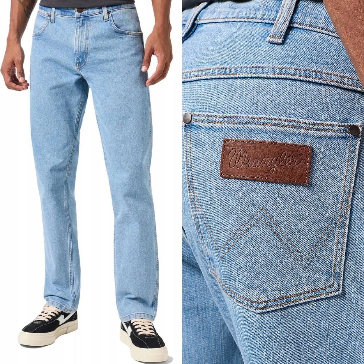 Wrangler Greensboro Good Vibes jednoduché světlé džínové kalhoty W32 L34