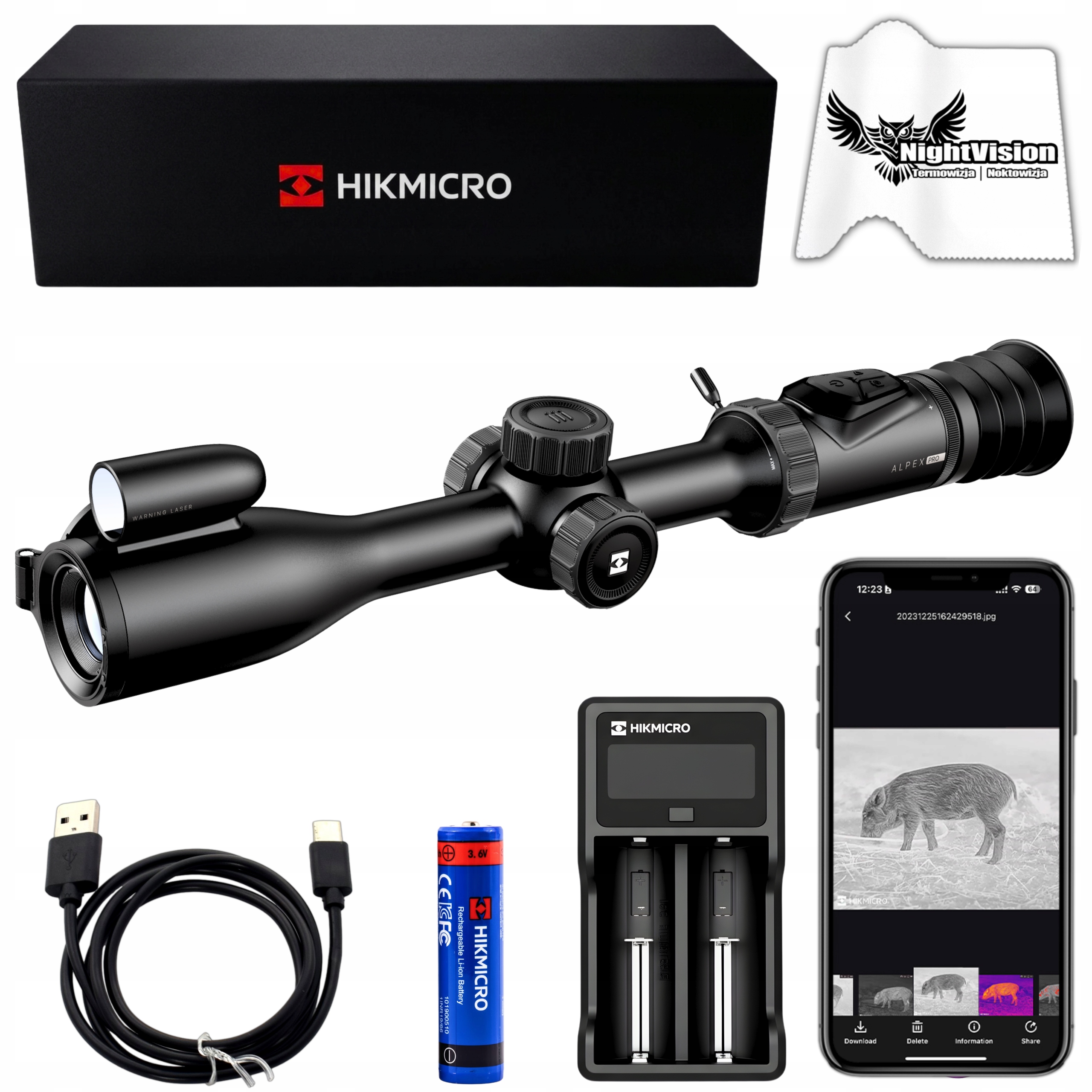 Noční vidění dalekohled Hikmicro Alpex 4K Pro A50PL Lrf bez Ir