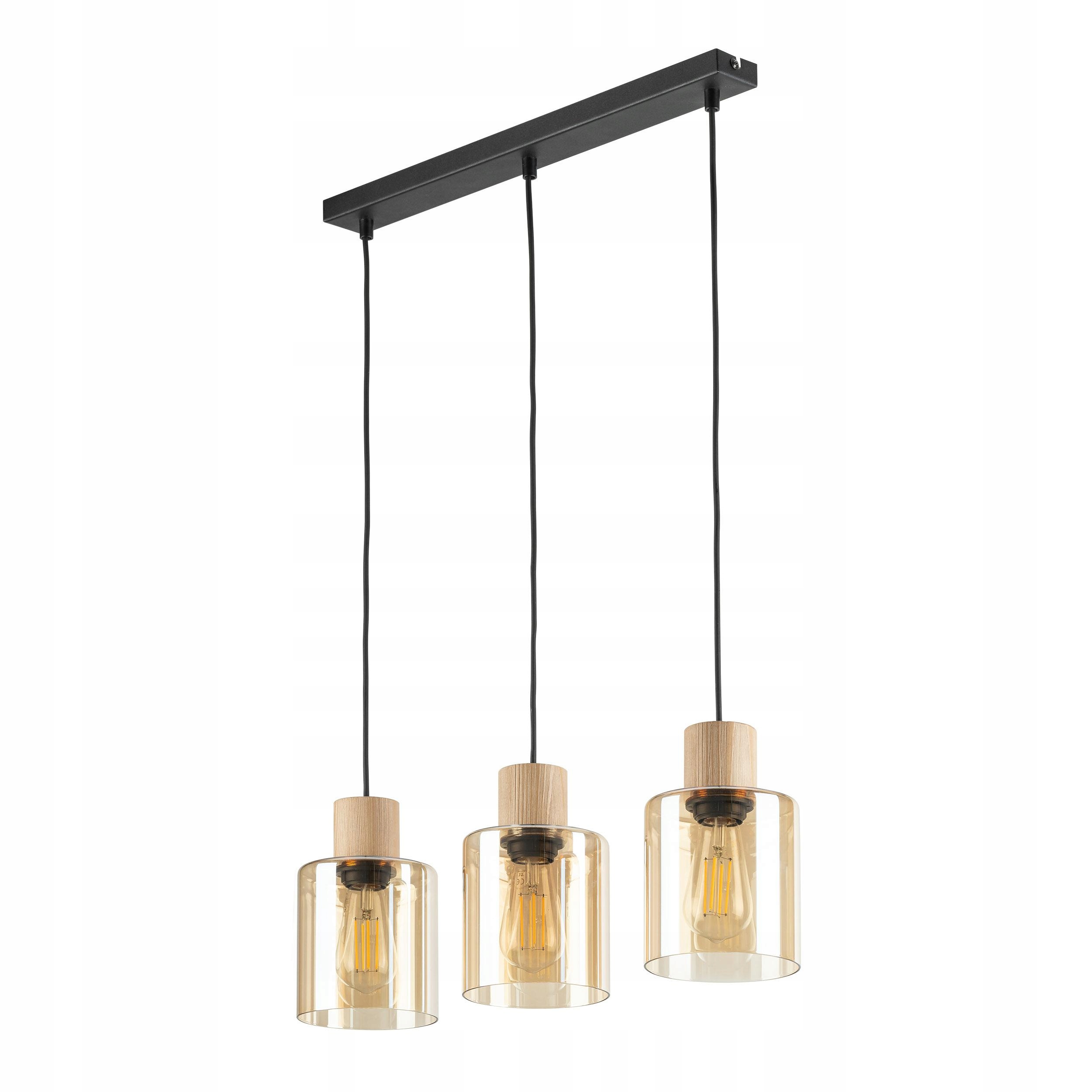 Závěsná lampa Orson Černá Hnědá Skleněné Stínidla 3xE27 Moderní Stropní