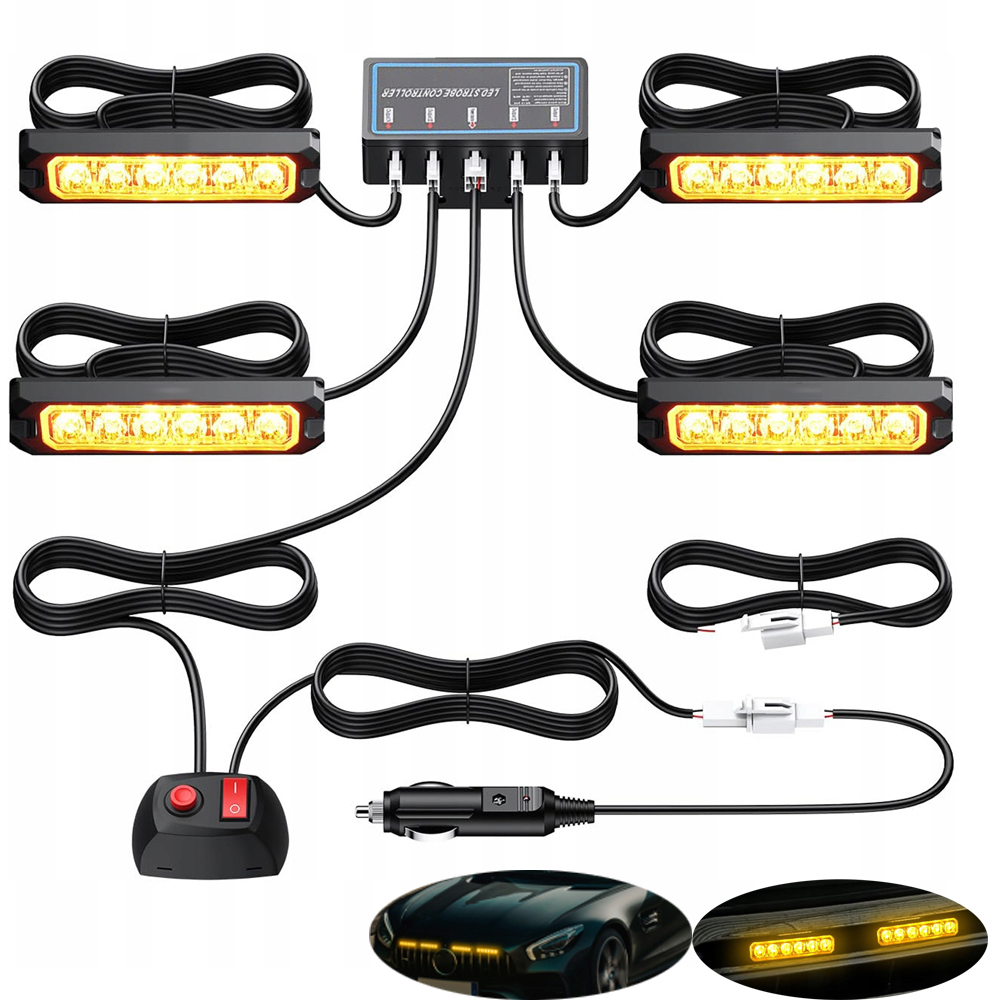 Stroboskopické Výstražné Lampy 6 Led Blikající Nouzové 12V 24V 4KS