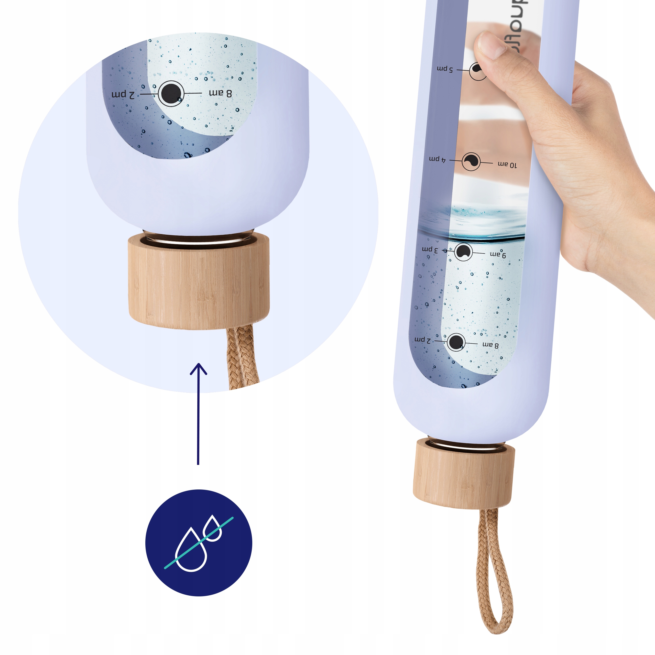 Motivációs üveg kulacs AquaFloow MotivateGlass 1L lila Modell MotivateGlass