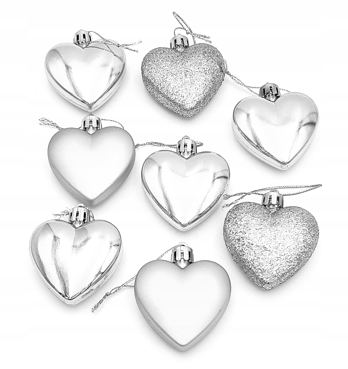 

Bombki Na Choinkę Zawieszki Serduszka Srebrne 8