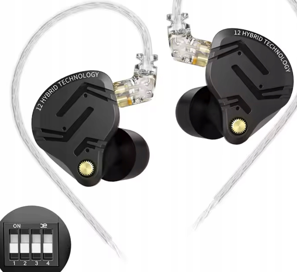 Kovové slúchadlá do uší Kz ZS12 Pro X s ladením, 4 prepínače