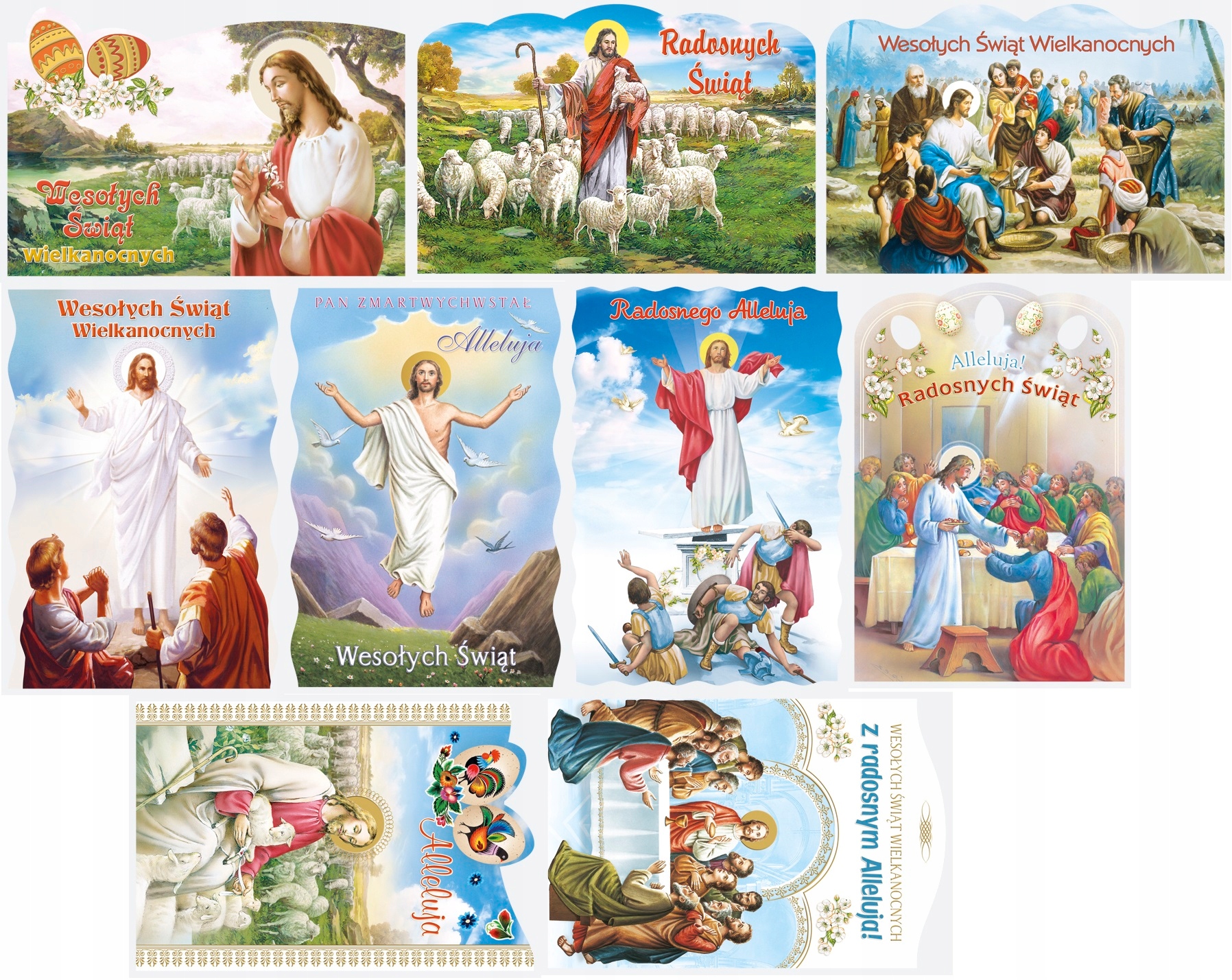 POCZTÓWKA KARTKA WIELKANOC WYCINANA ŚWIĘTA 9 SZT.