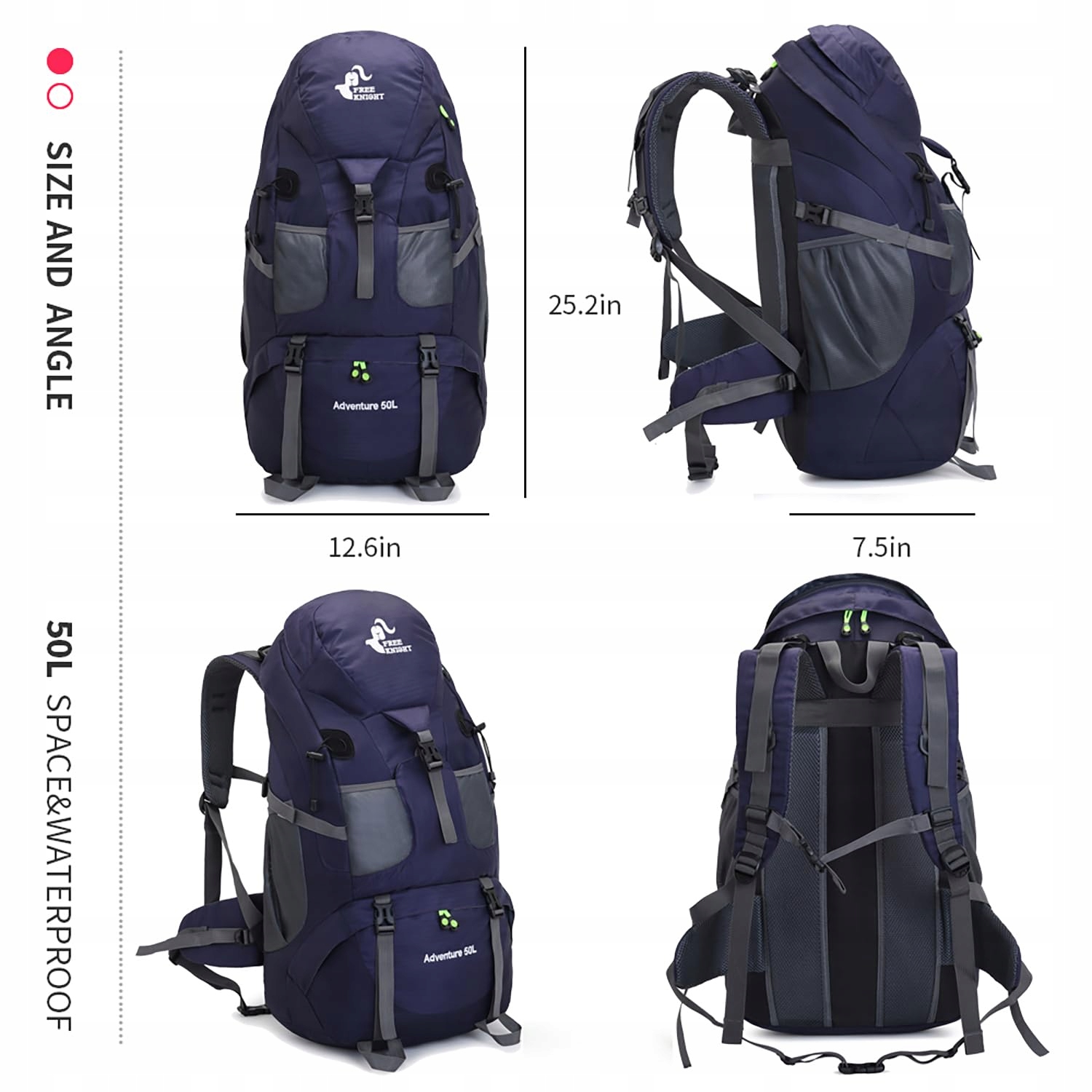 BSEASH 50L Lekki Wodoodporny Plecak Turystyczny Outdoor — miniatura 2