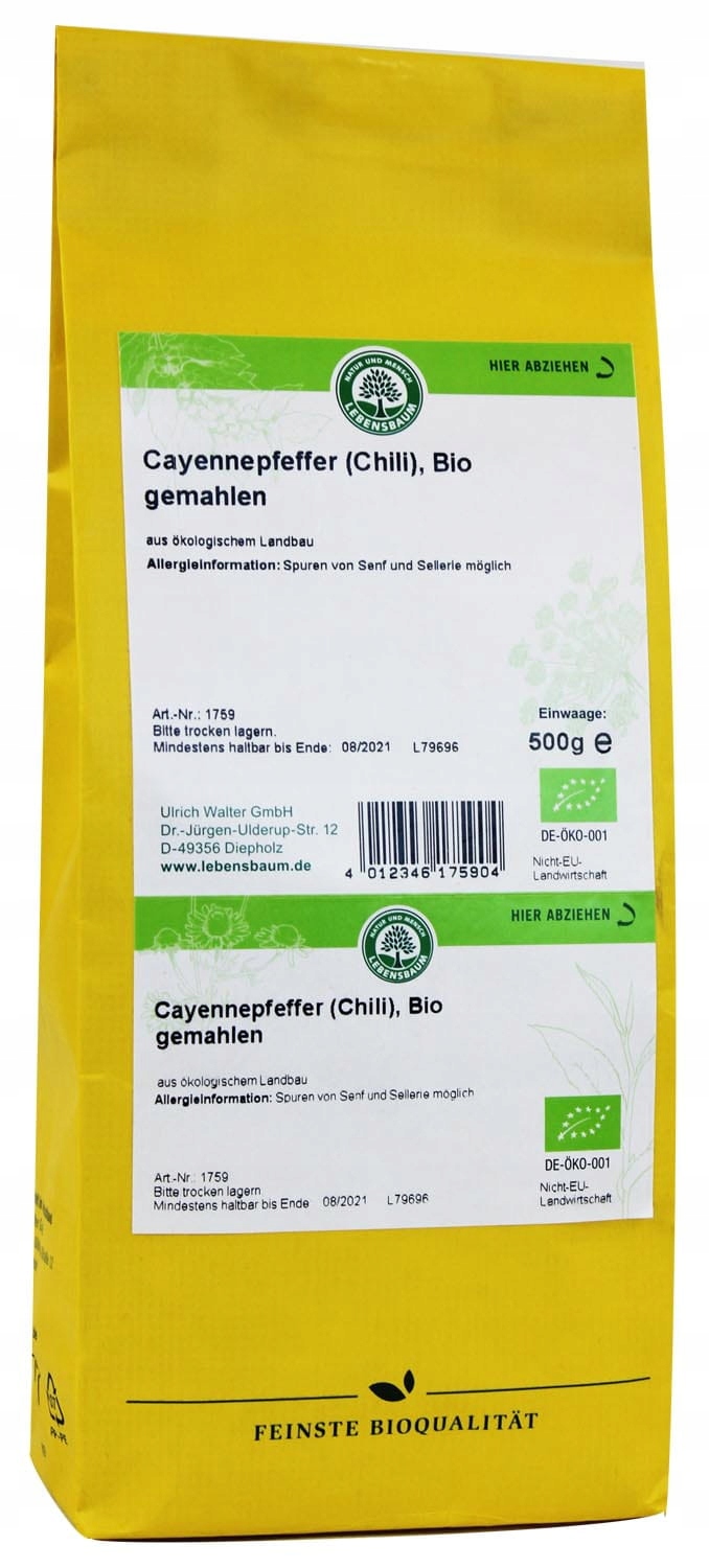 Levně Chili (pepř Cayenne) Bio 500 g Horeca (lebensbaum)