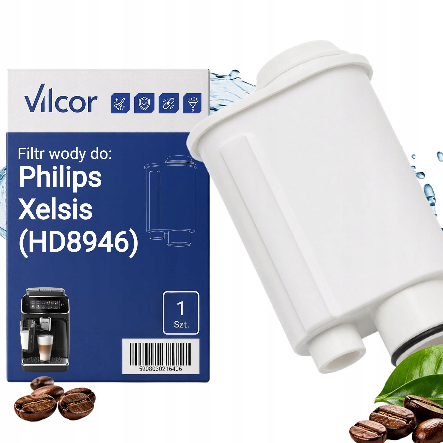 Filtr Do Ekspresu Philips Xelsis (HD8946) Ciśnieniowy, Wydajny, Wody