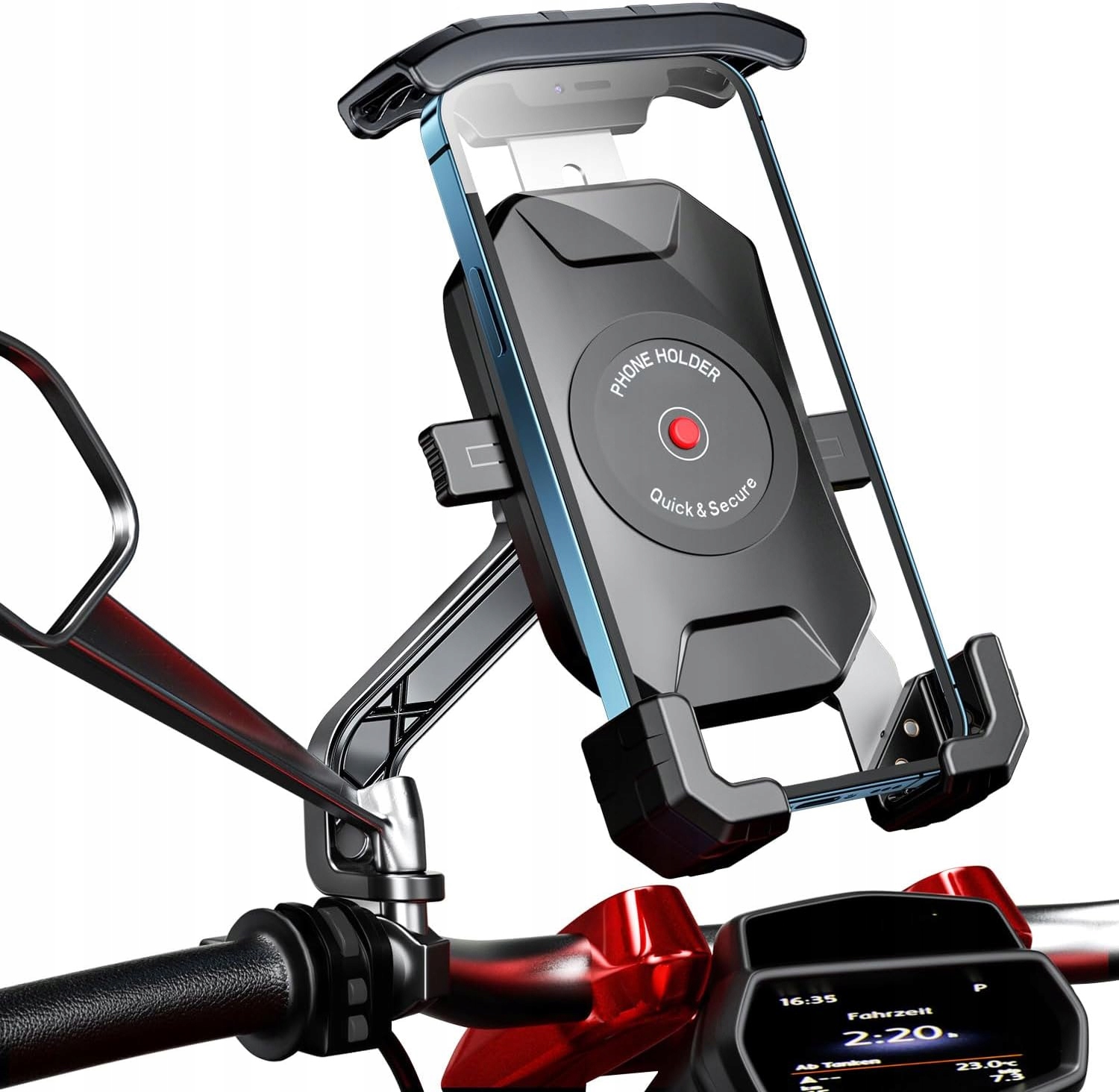 Držák telefonu na motorku otočný o 360°, antivibrační