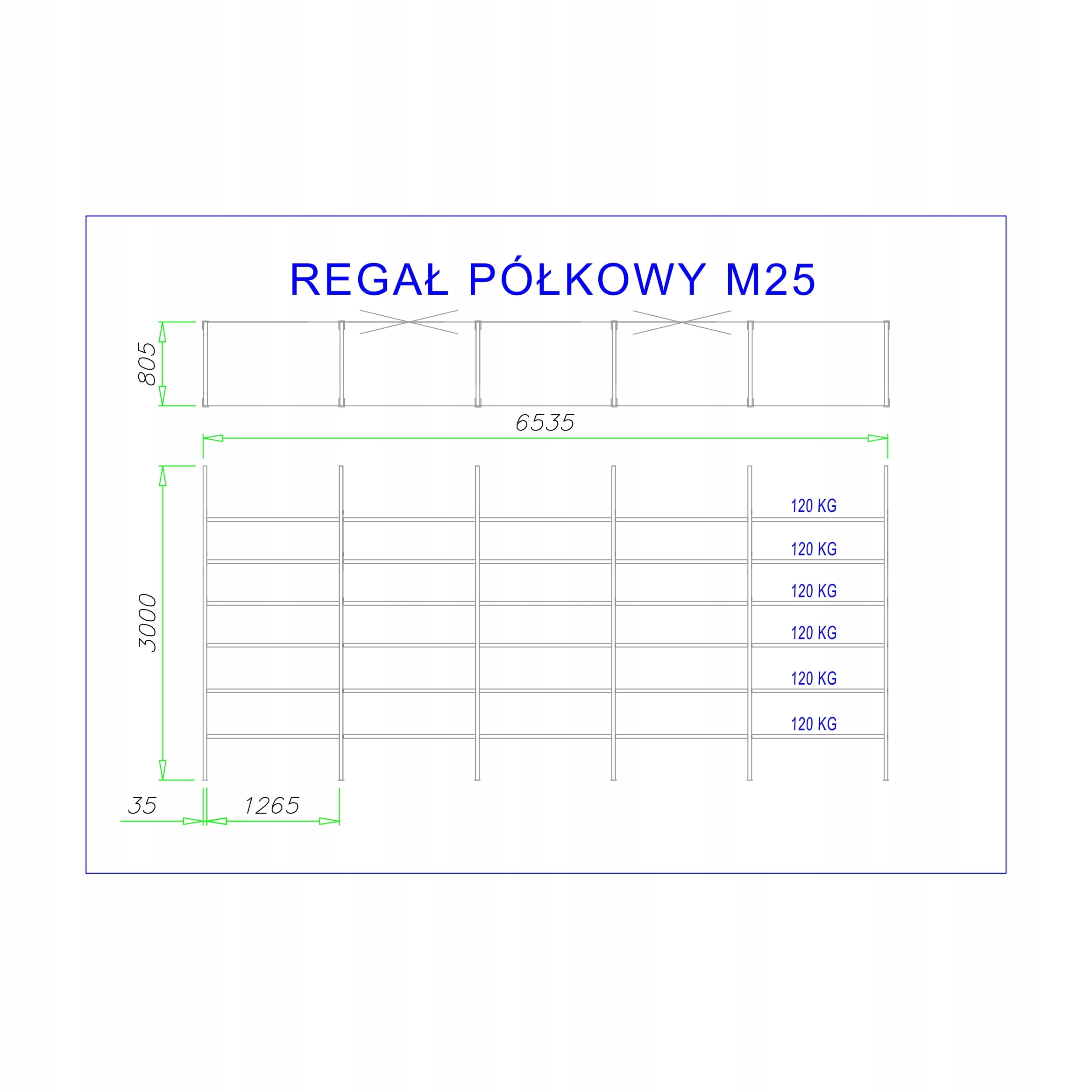 Regal metalowy magazynowy M25 30 polek 120 kg Mark Mag Complex