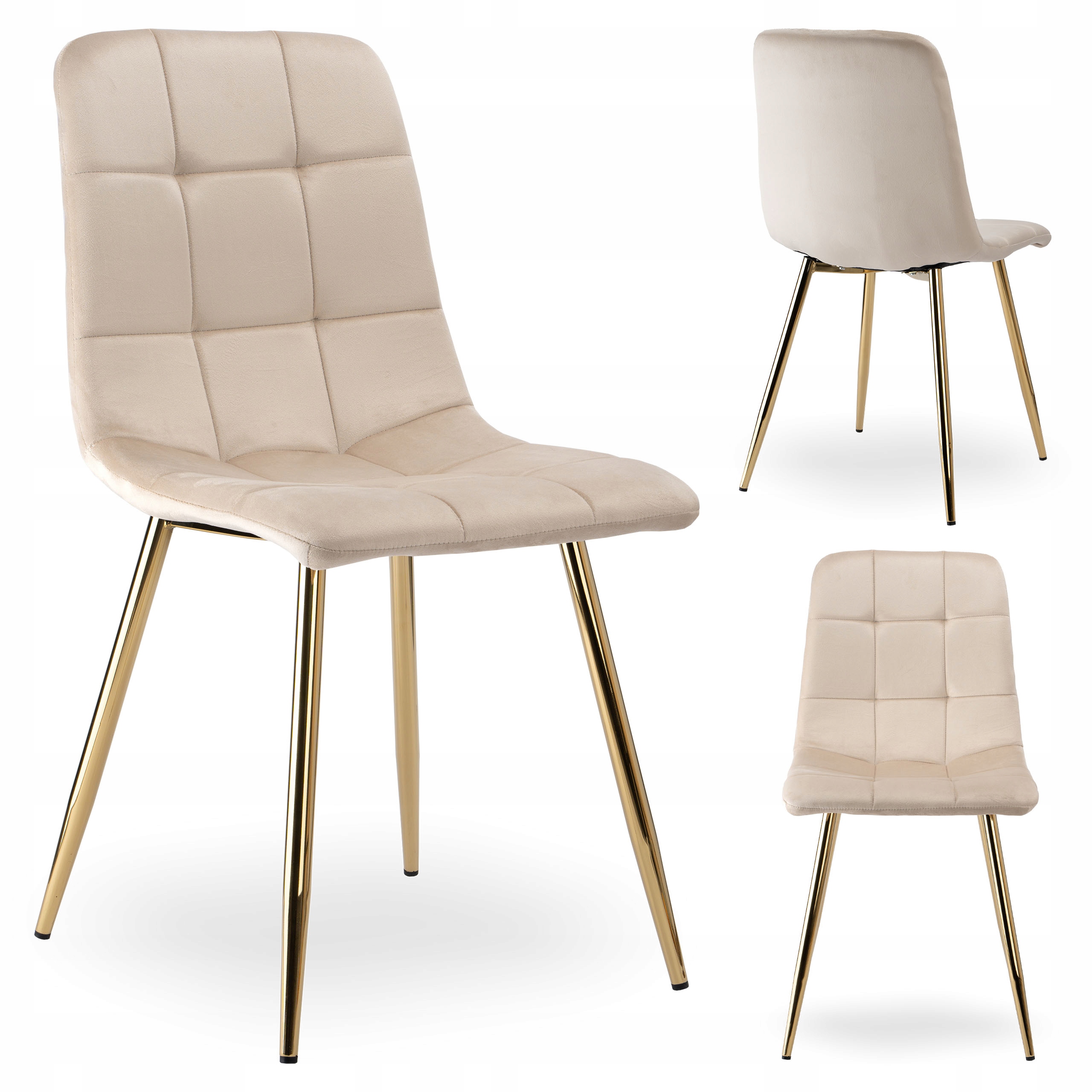 KRZESŁO PIKOWANE WELUROWE BEŻOWE TAPIECROWANE KUCHENNE DO SALONU JADALNI