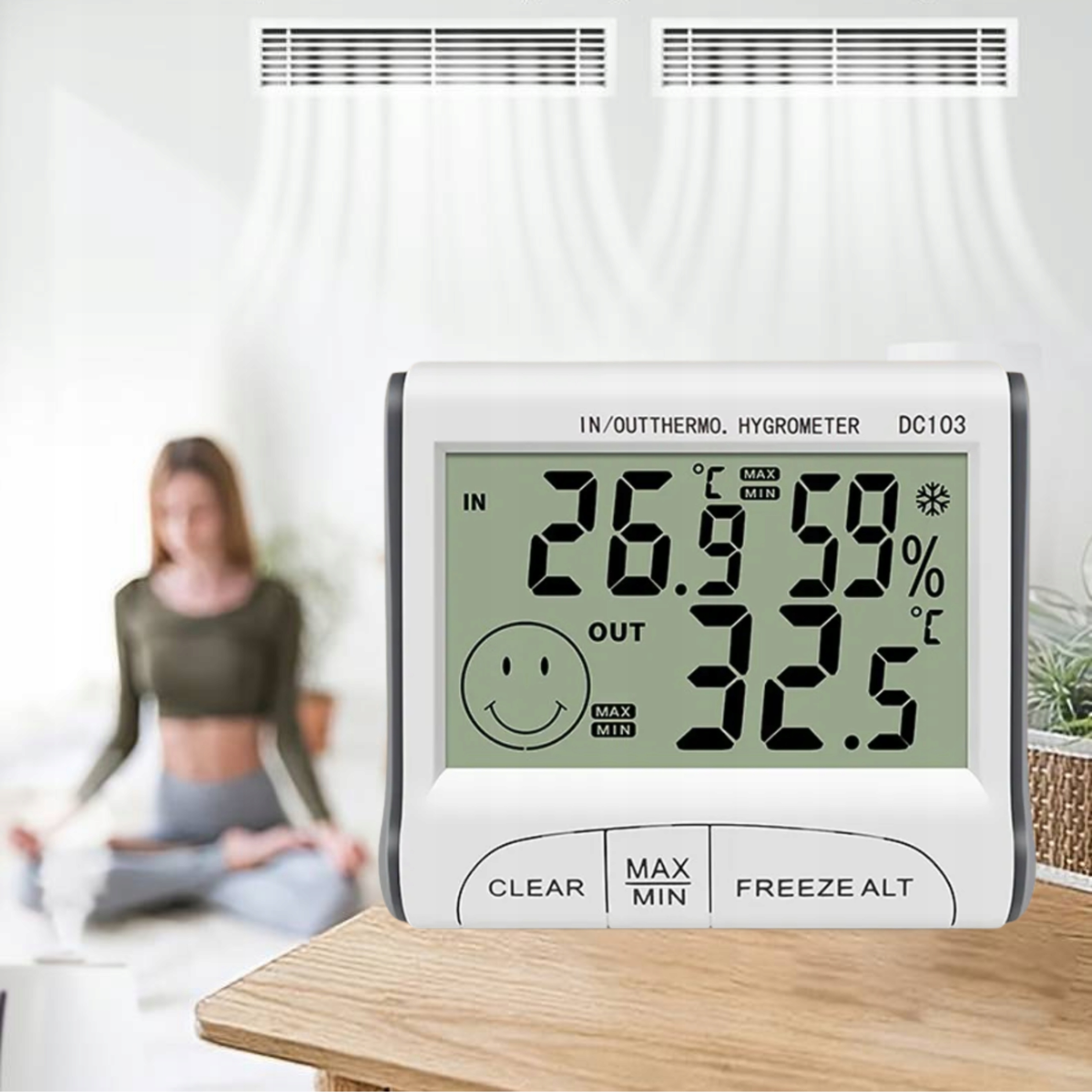 BEZPRZEWODOWA STACJA POGODY POGODOWA HIGROMETR TERMOMETR CZUJNIK MAGNES Marka Hikey