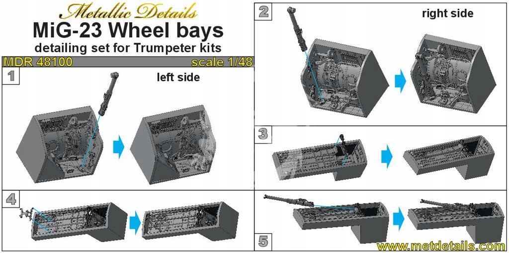 MiG-23 Prostory kol Kovové detaily MDR48100 v měřítku 1/48