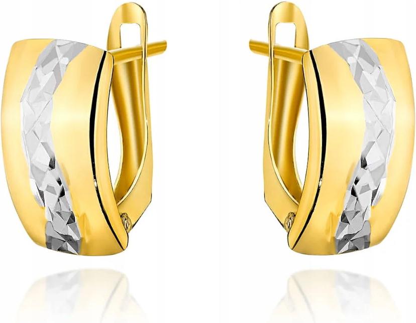 Náušnice zlaté 585 s diamantovou vlnou v bílém zlatě jako dárek 14K, módní