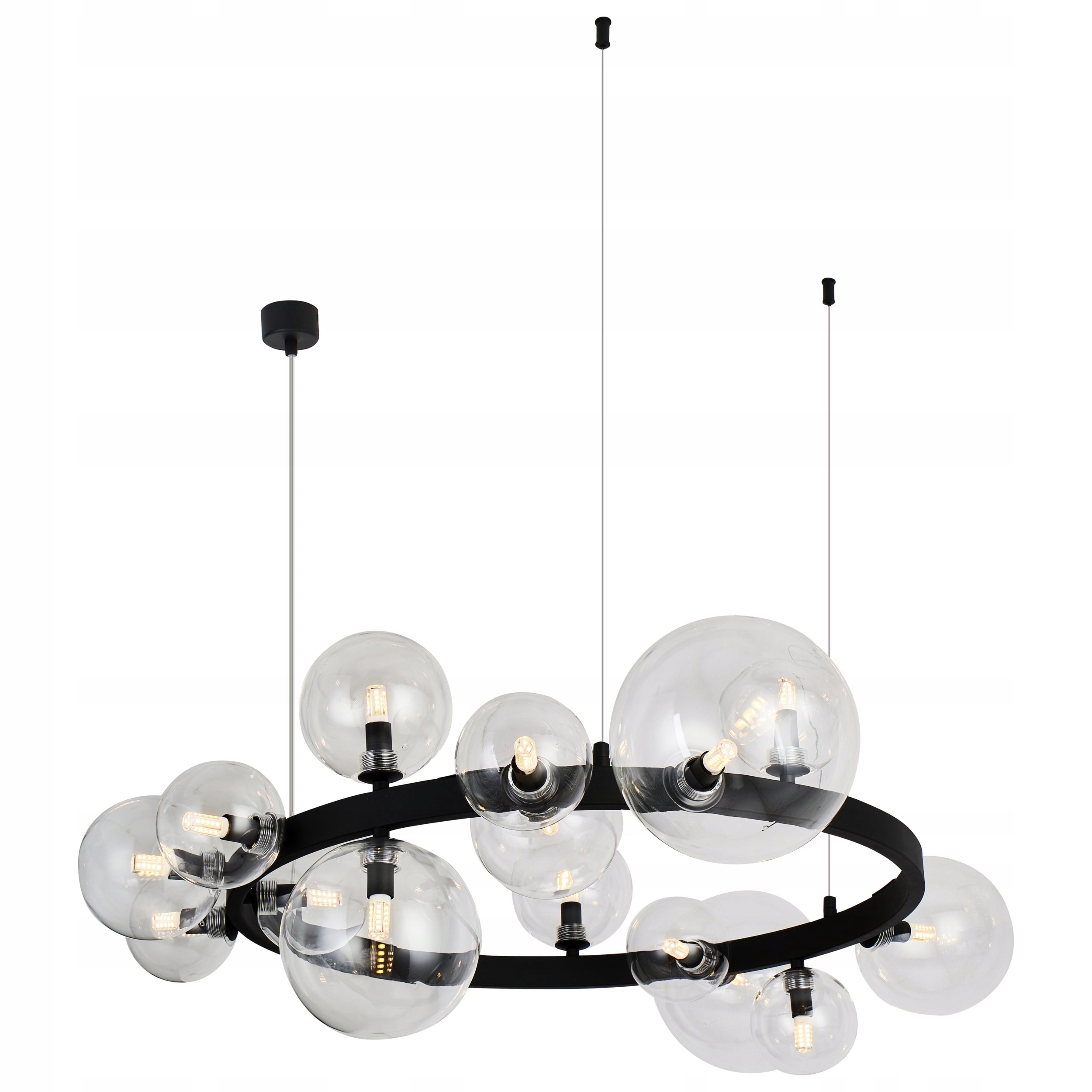 Kruhová lampa Bubbles 15 stínítek na výběr černá exkluzivní hotelová recepce