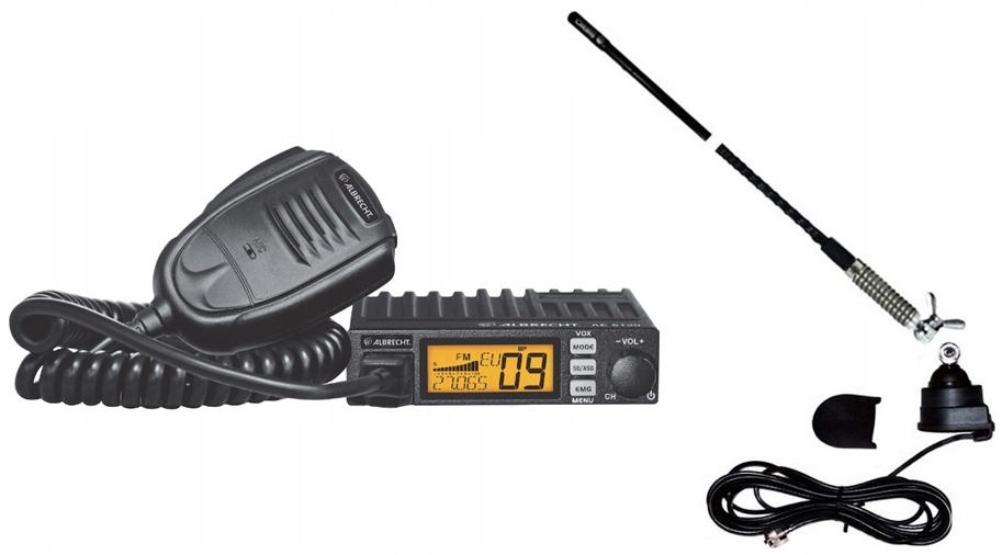 MAŁE RADIO CB ALBRECHT 6120 VOX MINI + ANTENA MONTAŻOWA SIRIO T3 + UCHWYT