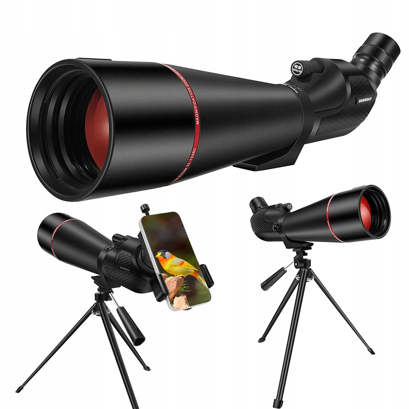 Luneta Obserwacyjna 25-75x80 Zoom BAK4 IPX7 Strzelanie Ptaki Teleskop